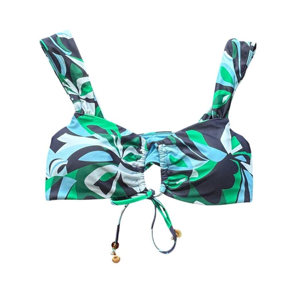 Aerie Keyhole Bandeau Bikini Top Swim Swimwear Swimsuit Beach Blue Green